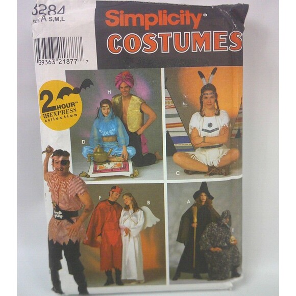 Simplicity Sewing Pattern Costumes Pirate Indian Witch Devil Angel 8284 Size A - Picture 1 of 3